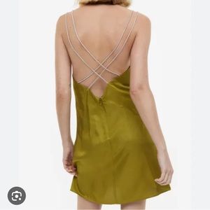 💎rhinestone strap satin dress 💎